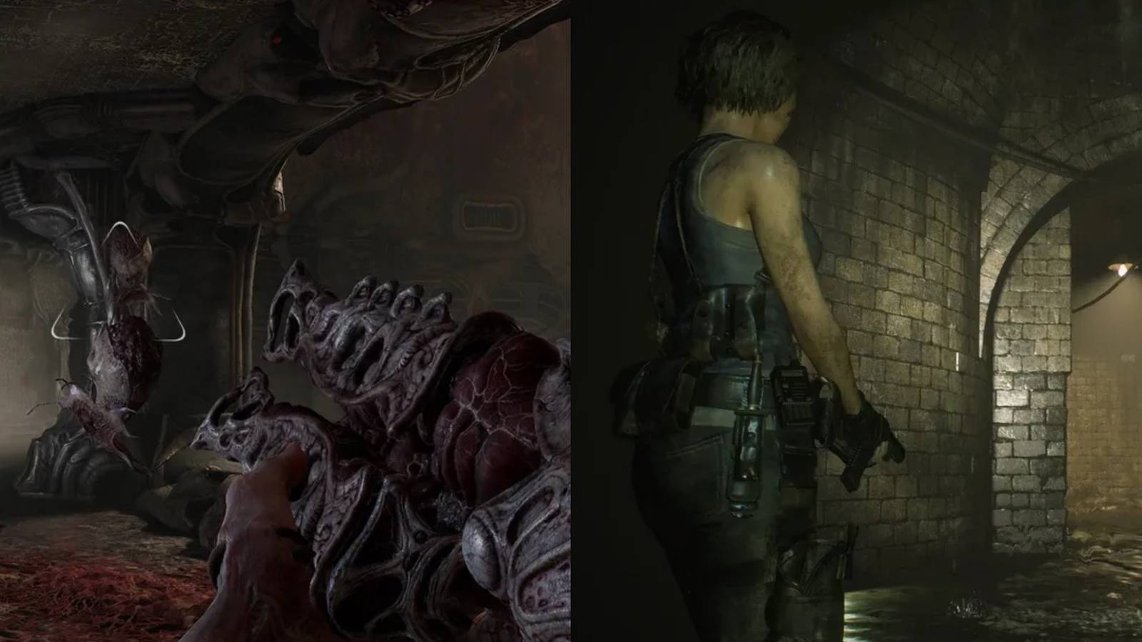 Scorn on the left and Resident Evil 3 on the right