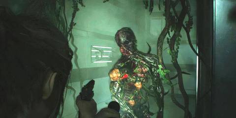 Claire aiming at an Ivy monster