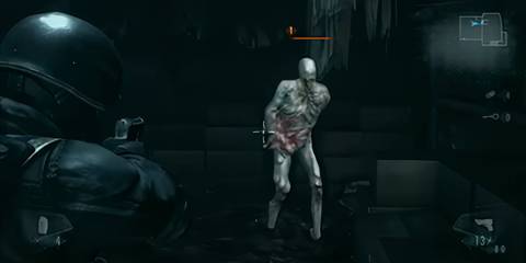 HUNK aiming at an ooze monster