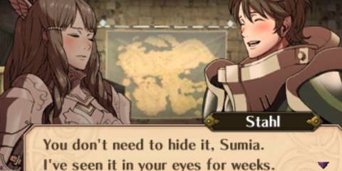 Stahl speaking to Sumia about her true feelings in Fire Emblem: Awakening