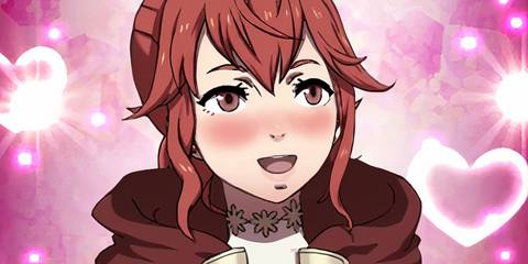 Anna expressing her feelings with lovehearts in the background