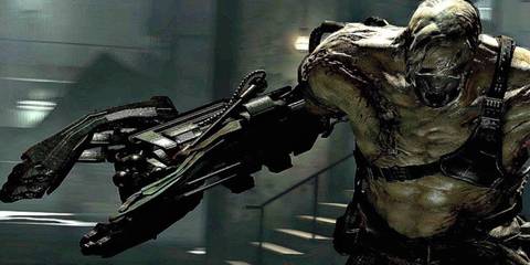 Ustanak with a large metallic arm in Resident Evil 6
