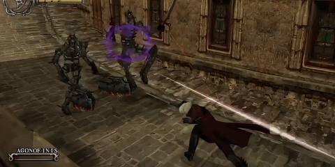 Dante using stinger on 2 demons