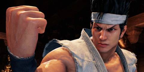 Akira with his fist raised