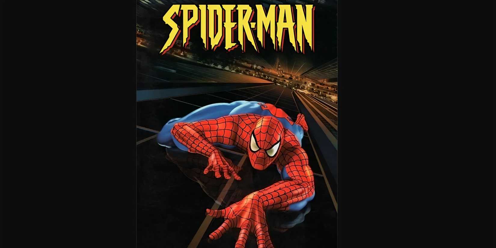 Spider-Man crawling up a building