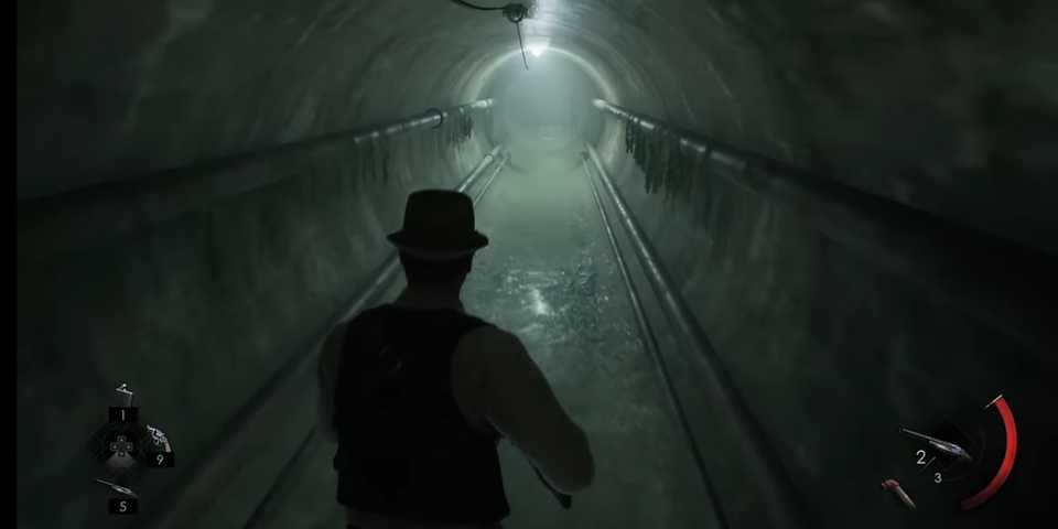 Edward Carnby exploring tunnel