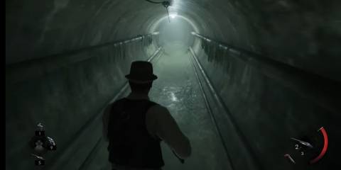 Edward Carnby exploring tunnel