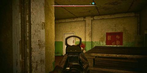 Shooting the Lock from the other side in the Agricultural Workshop Stalker 2