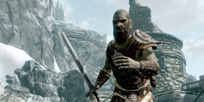 An Orcish member of the Silver Hand in The Elder Scrolls 5: Skyrim