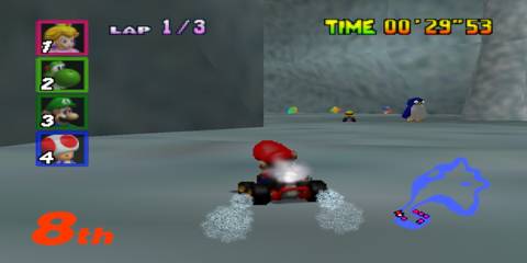 mario in a large cave