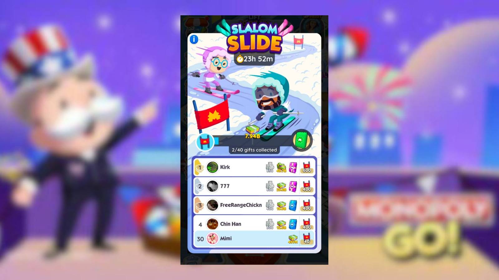 slalom slide monopoly go