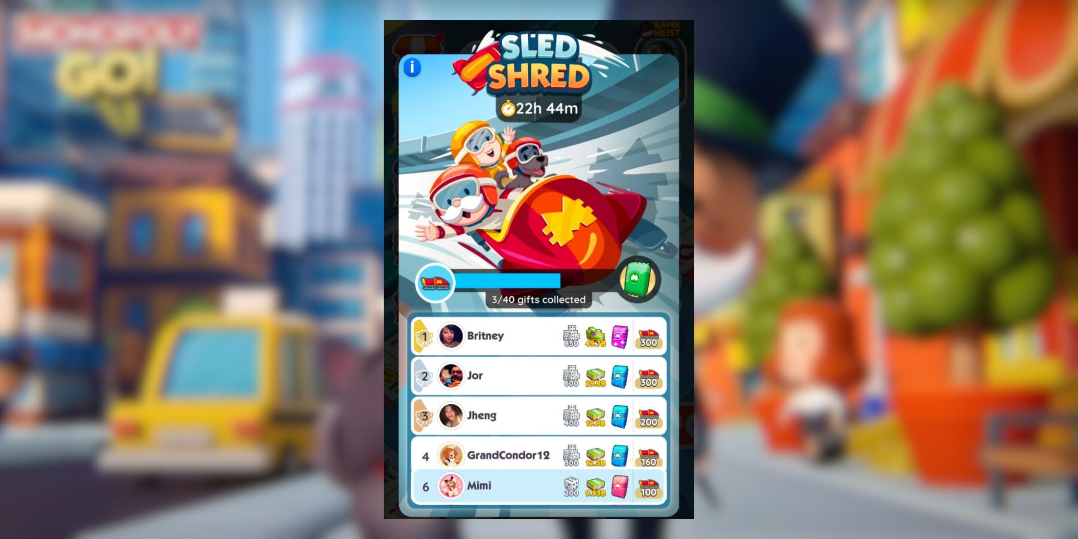 sled shred monopoly go