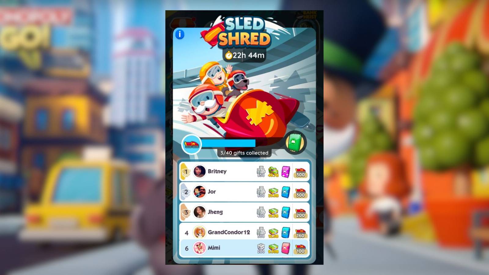 sled shred monopoly go