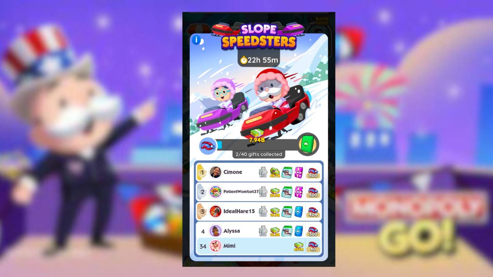 slope speedsters monopoly go