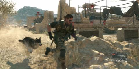 Snake and D-Dog fighting together.