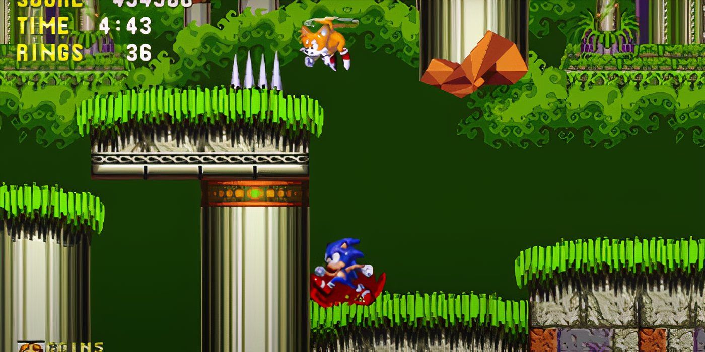 Sonic 3 co-op gameplay with Tails flying