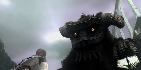 the wanderer staring at a colossus