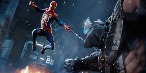 Spider-Man fighting Rhino.