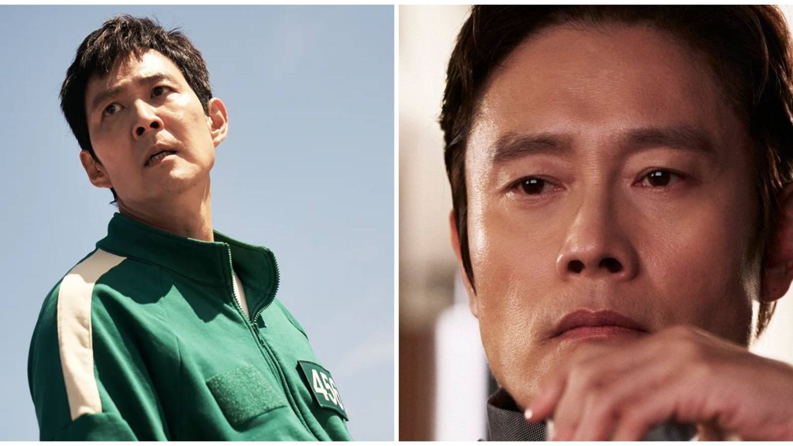 Split image of Gi-hun and In-ho in Squid Game