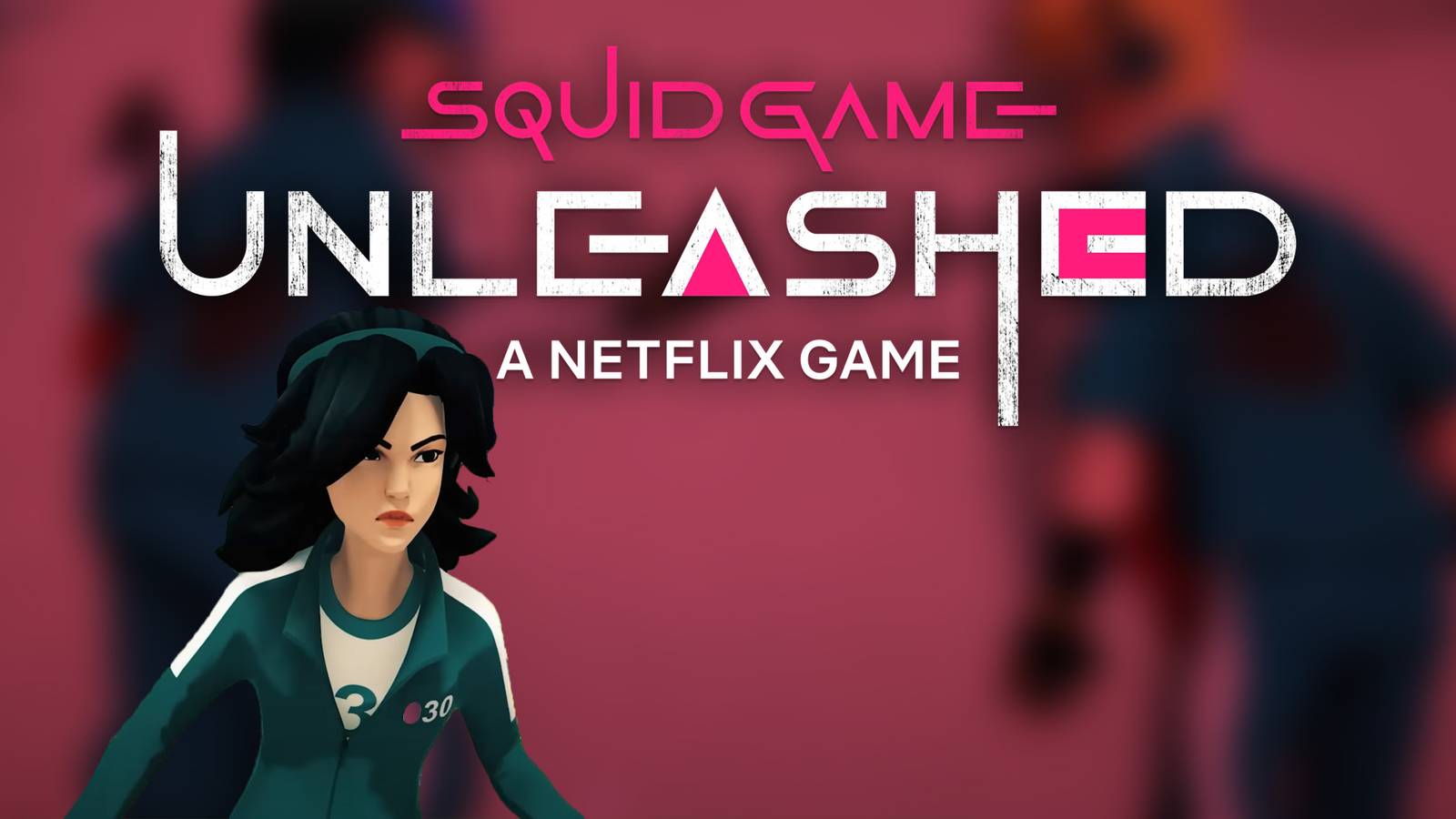 Squid Game Unleashed A Netflix Game logo with character art 2x1 composite