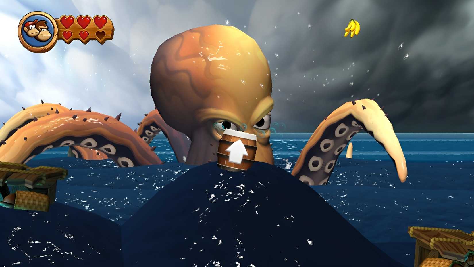 Image of the octopus boss in Stormy Shores in Donkey Kong Country Returns HD