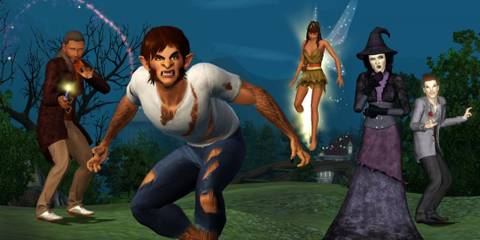 Supernatural creatures like werewolves, witches, and fairies in The Sims 3 Supernatural gameplay