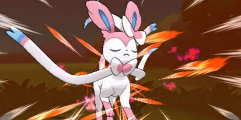 Sylveon using an attack.