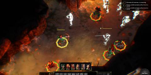 Tactical combat with a party surrounded by glowing enemies in Expeditions Viking, an underrated isometric RPG