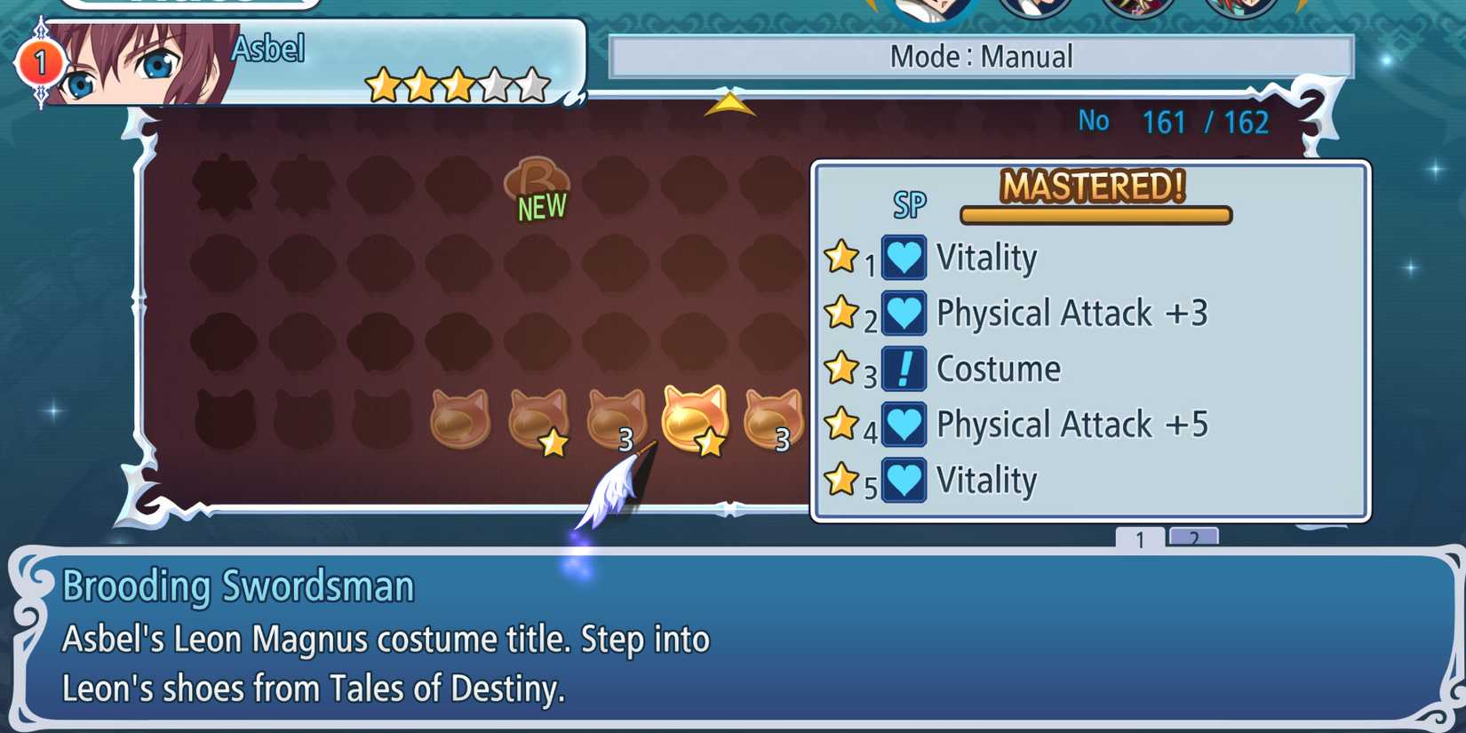 Tales of Graces f Asbel unlocking costumes through titles