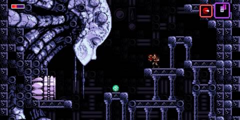 Talking to an NPC in Axiom Verge