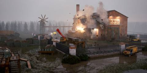 Teardown explosion at a construction yard