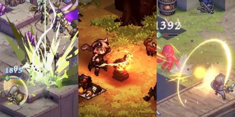 Papal Guard blocking enemy attack on left, Cocoa using her ult to heal allies in middle and maitha leg slamming enemy on right