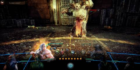 The Bard's Tale 4 Barrows Deep combat with large enemy