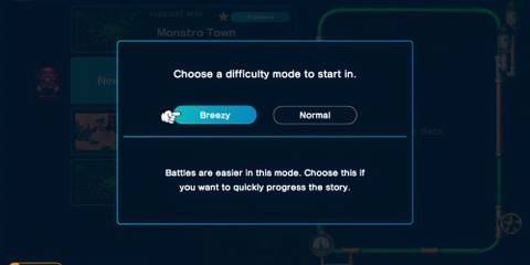 The difficulty menu in Super Mario RPG
