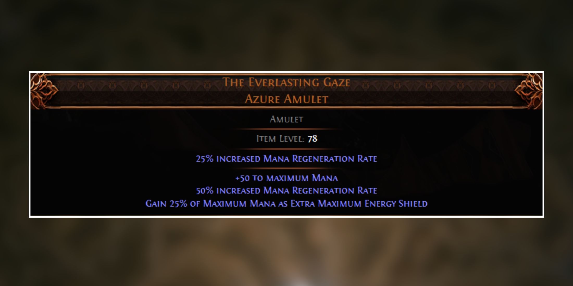 The Everlasting Gaze Azure Amulet in path of exile 2