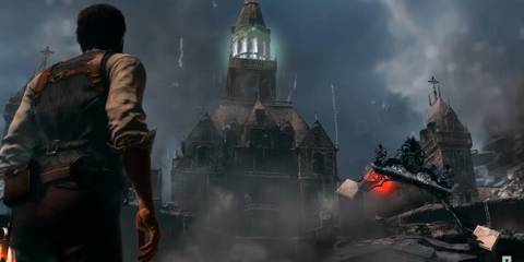 The Evil Within Sebastian Looking Up At Building