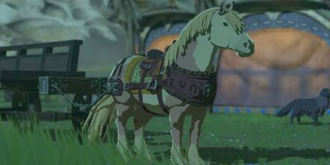 The Legend of Zelda Tears of the Kingdom horse pulling a carriage