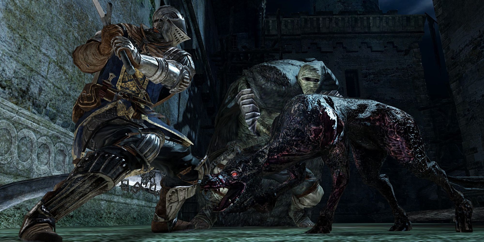 The Playable character fighting some enemies.