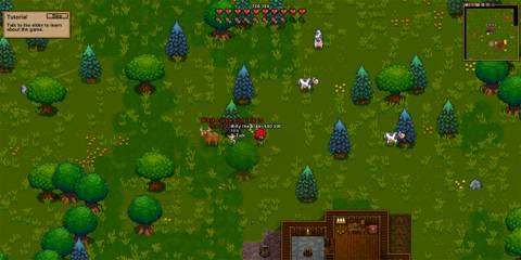 the player going through the tutorial in necesse