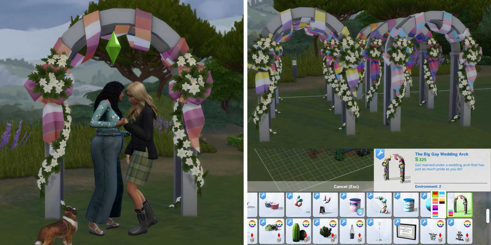 The Big Gay Wedding Arch item for LGBTQ+ Sims looking to get married in The Sims 4
