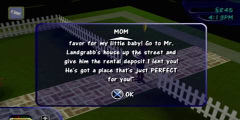 The Sims snippet of the story told through text