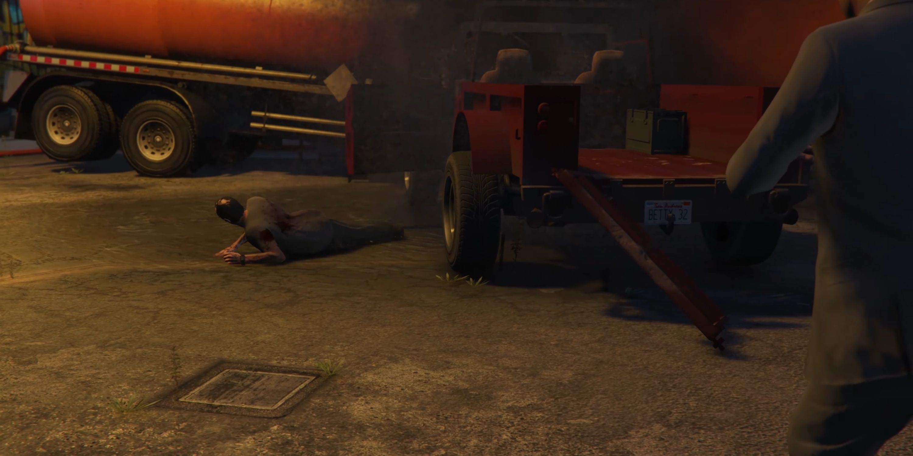 trevor covered in gasoline