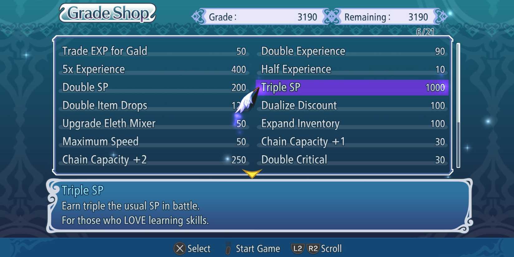 Triple SP Grade in Tales of Graces f Remastered