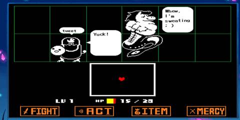 a battle scene from undertale