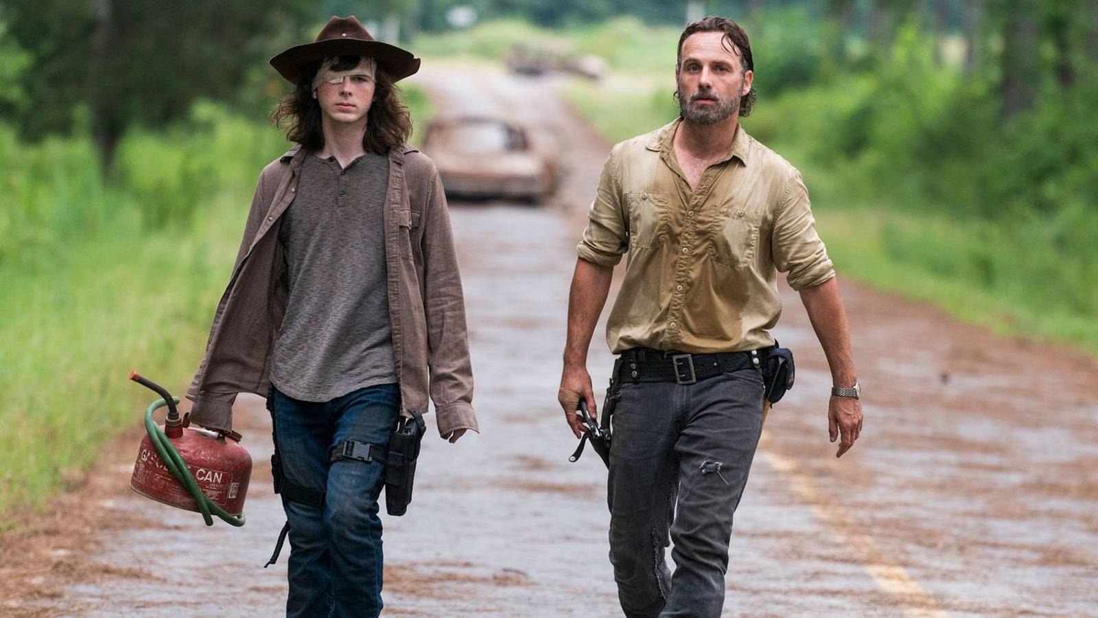 rick and carl in the walking dead