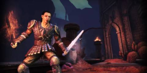 Nathaniel preparing to fight in Dragon Age: Origins