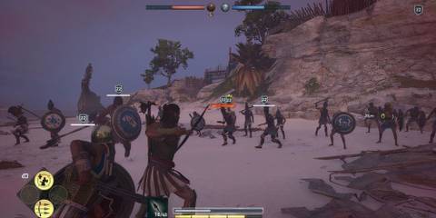 A player using a bow in AC Odyssey