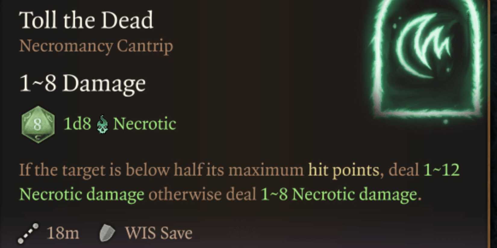 Toll the Dead in Baldur's Gate 3 (from the mod Mystra's Spells)