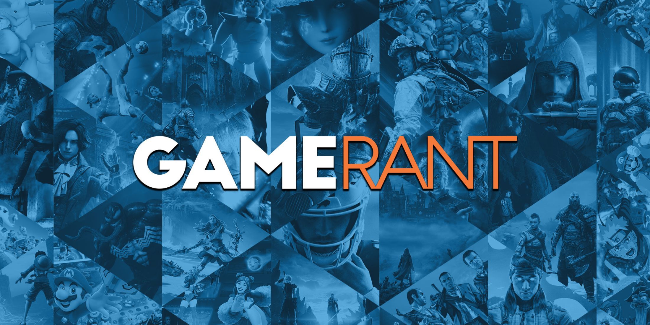 The Game Rant logo on a blue background featuring video game characters