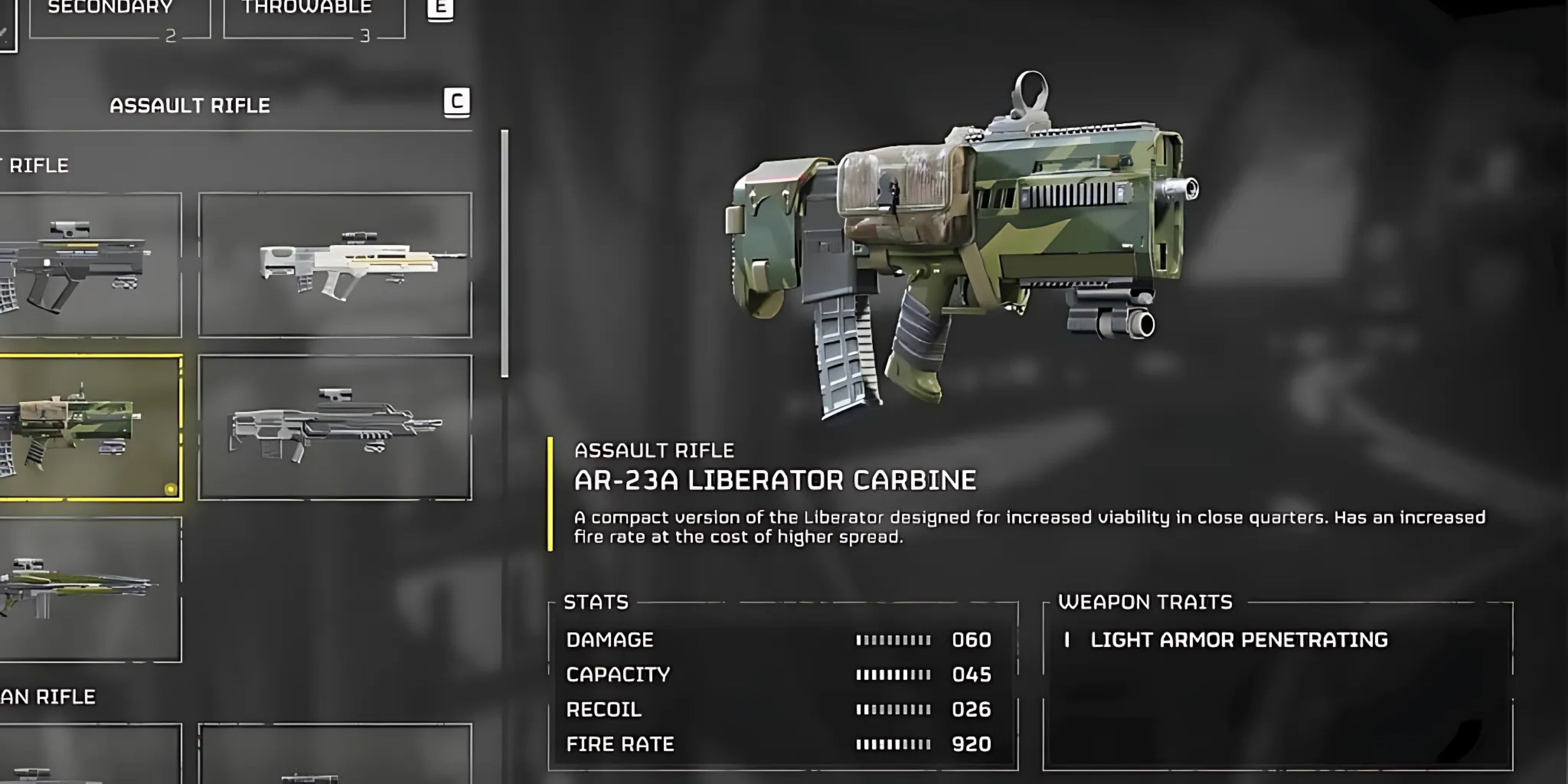 the liberator carbine in the armory